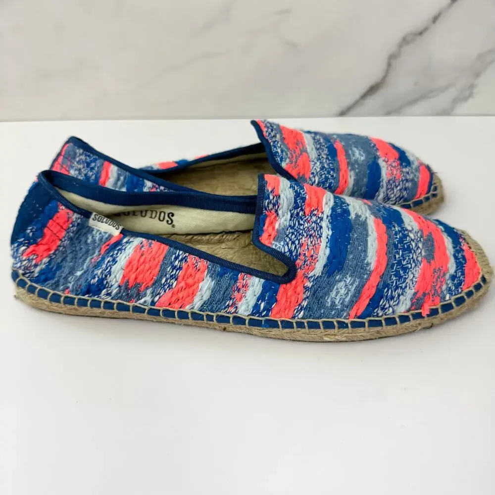 Soludos Womens Mahlia Kent Espadrille Flat Shoes Size 10 Tweed Slip On Blue
